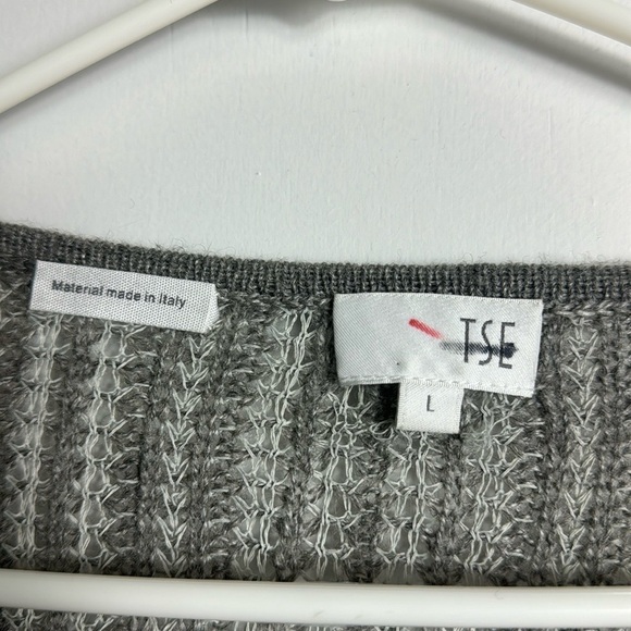 TSE Wool Silk Blend Gray Zip Up Knit Lightweight Cardigan Sweater Size Large - Picture 2 of 9